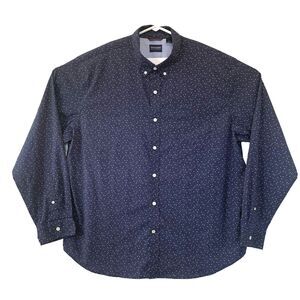 Dockers Easy Care Shirt Mens XXL Button Front Long Sleeve Blue White Preppy